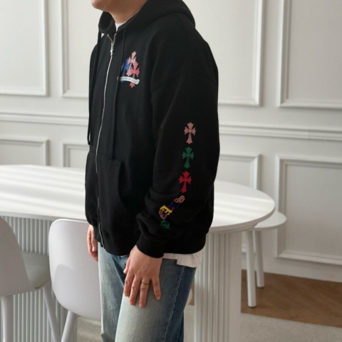 멀티로고 크로스 후드 집업.t