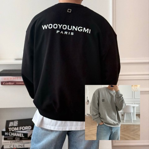 우** 자수 패치 백로고 맨투맨.더