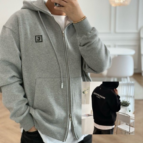 우**코튼 백로고 후드 집업 셔츠.더