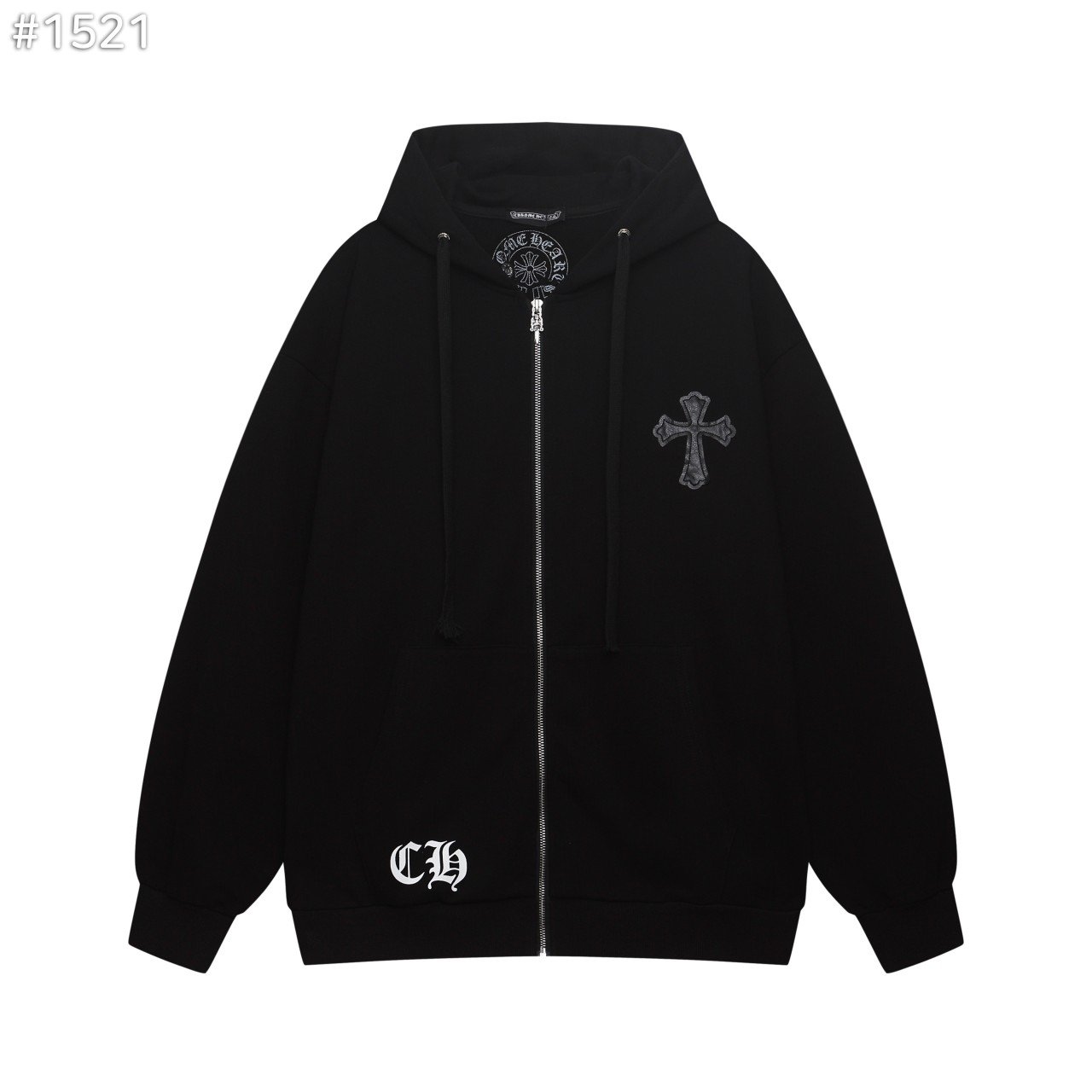 크*하츠 대거 포인트 레더 크로스 후드 집업 자켓.유