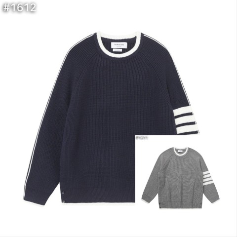 톰*라운 4bar 울 배색 라운드 니트.유