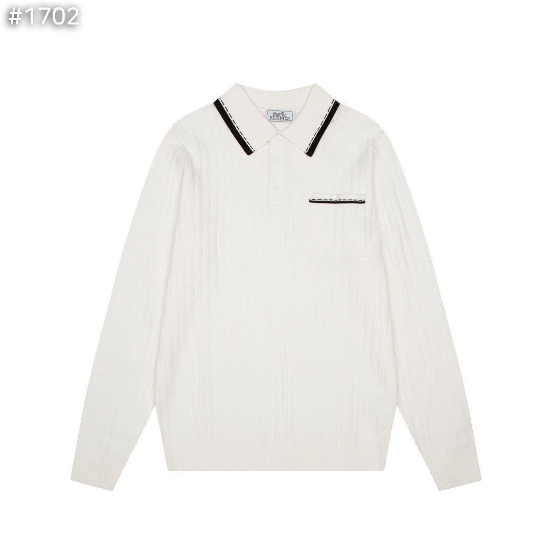 에**스 카라 배색 골지 니트.유