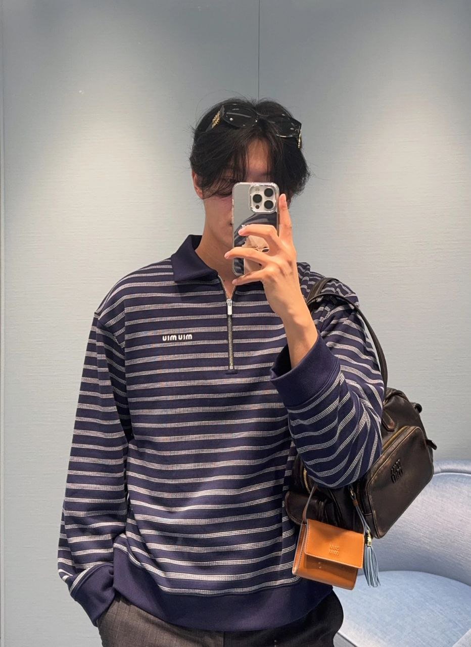 미*미* 25 스트라이프 지퍼 폴로 셔츠 .i