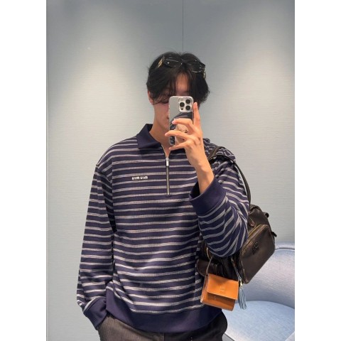 미*미* 25 스트라이프 지퍼 폴로 셔츠 .i