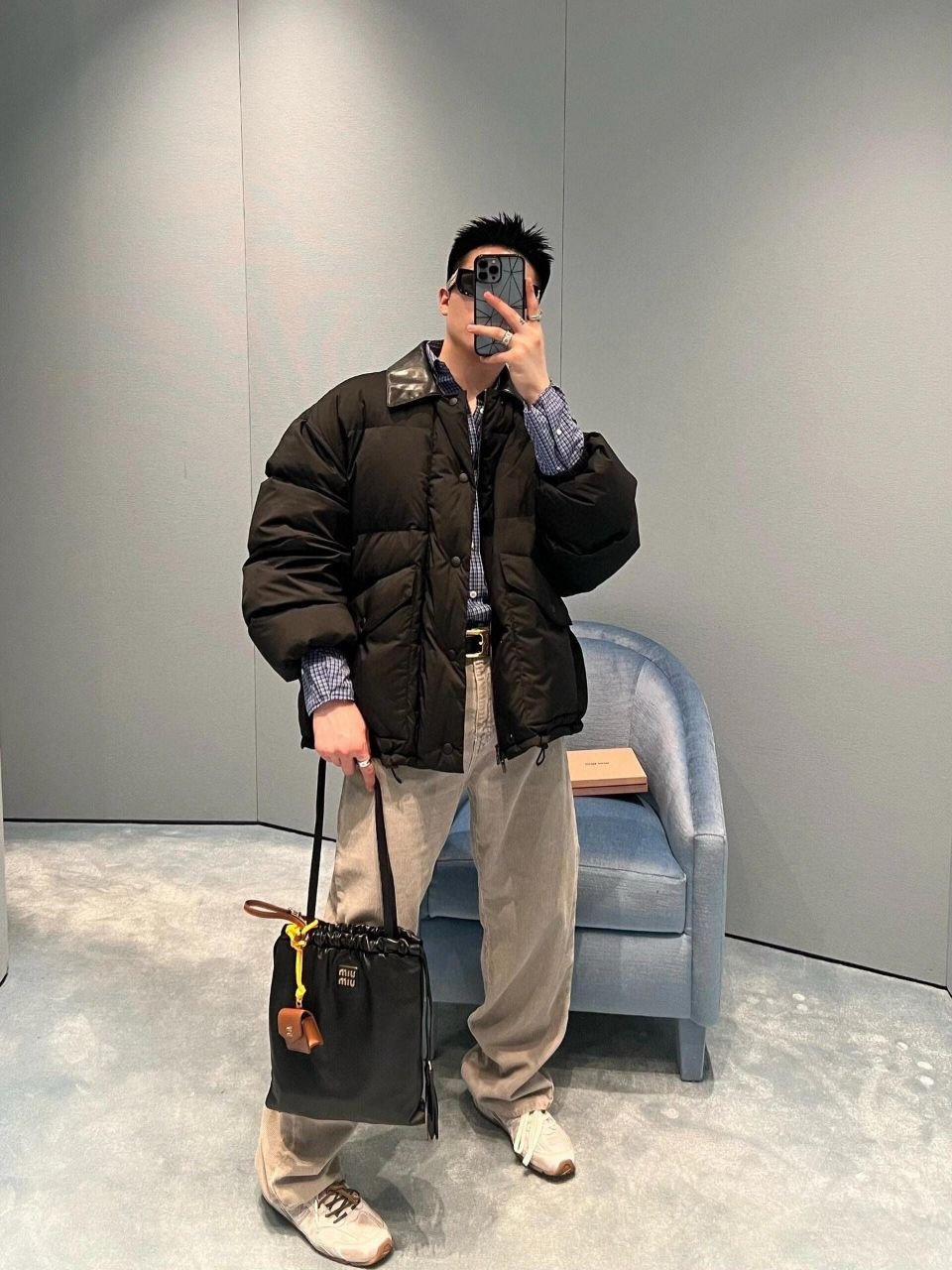 미*미* 25 컬렉션 레더 카라 다운 패딩.i