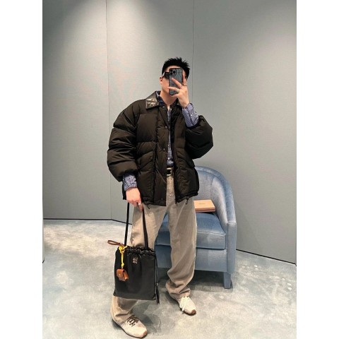 미*미* 25 컬렉션 레더 카라 다운 패딩.i