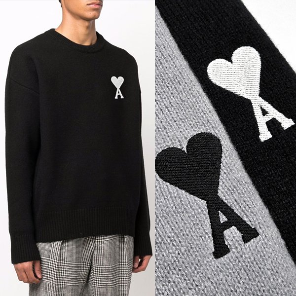 아* 사선하트 라운드니트.ㄷ