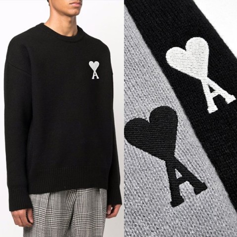 아* 사선하트 라운드니트.ㄷ