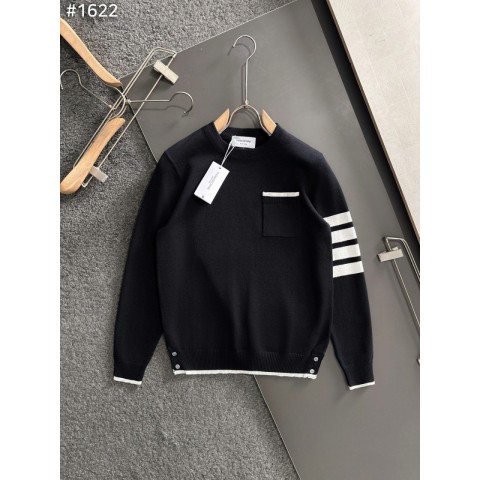 톰*** 밀라노 스티치 티핑 크루넥 니트(블랙).유