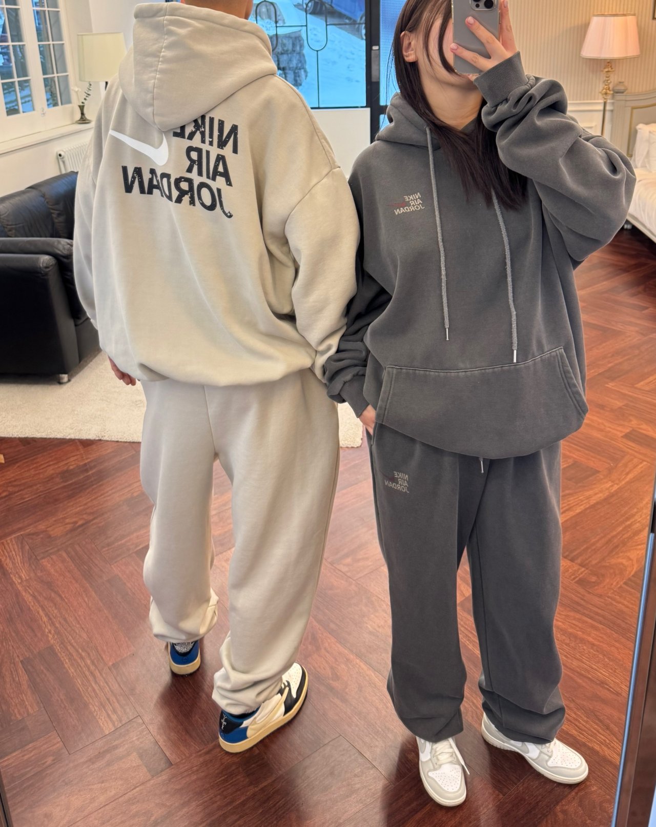 N 르메이 기모피그먼트후드셋업