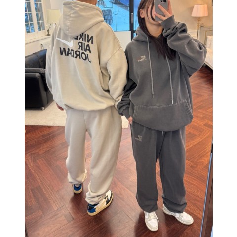 N 르메이 기모피그먼트후드셋업