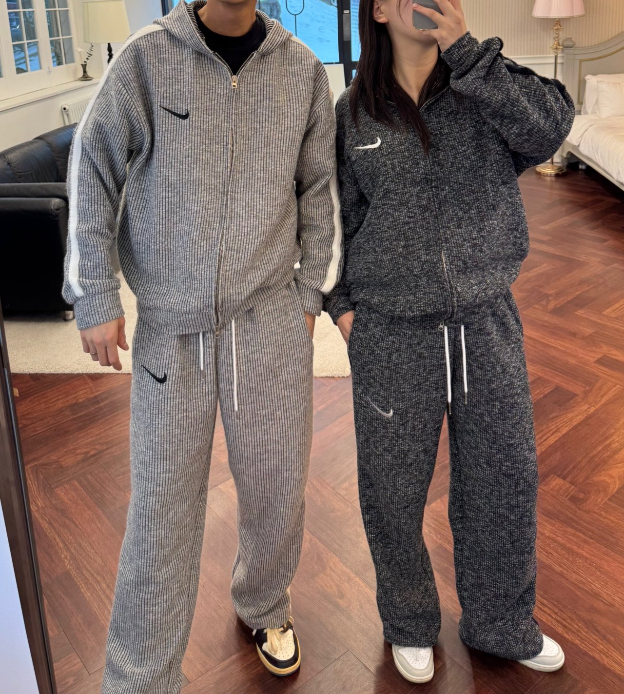 N 앙고라 테잎니트후드집업셋업