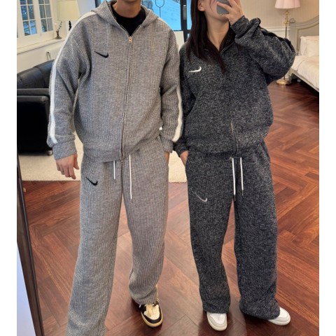 N 앙고라 테잎니트후드집업셋업