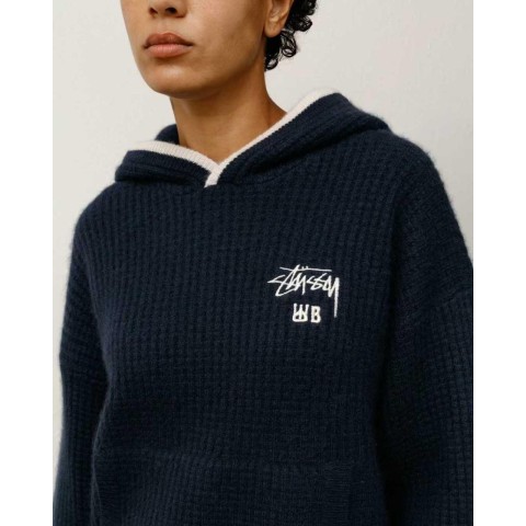 스** x 웨일즈 보너 캐시미어 와플 후드 스웨터(네이비).i