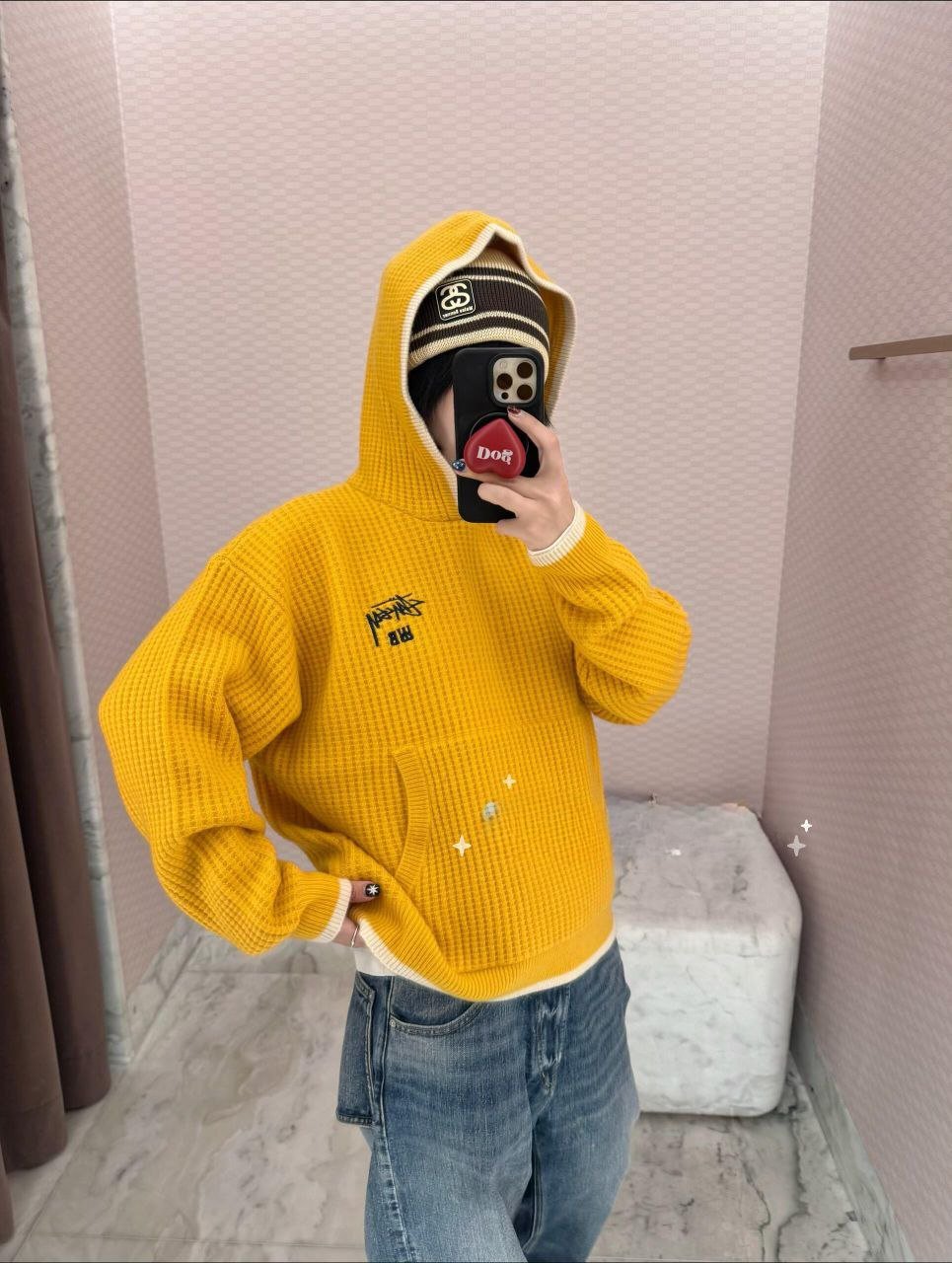 스** x 웨일즈 보너 캐시미어 와플 후드 스웨터.i