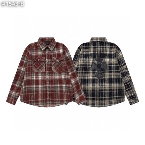 크* 레더 크로스 플란넬 체크 셔츠.유