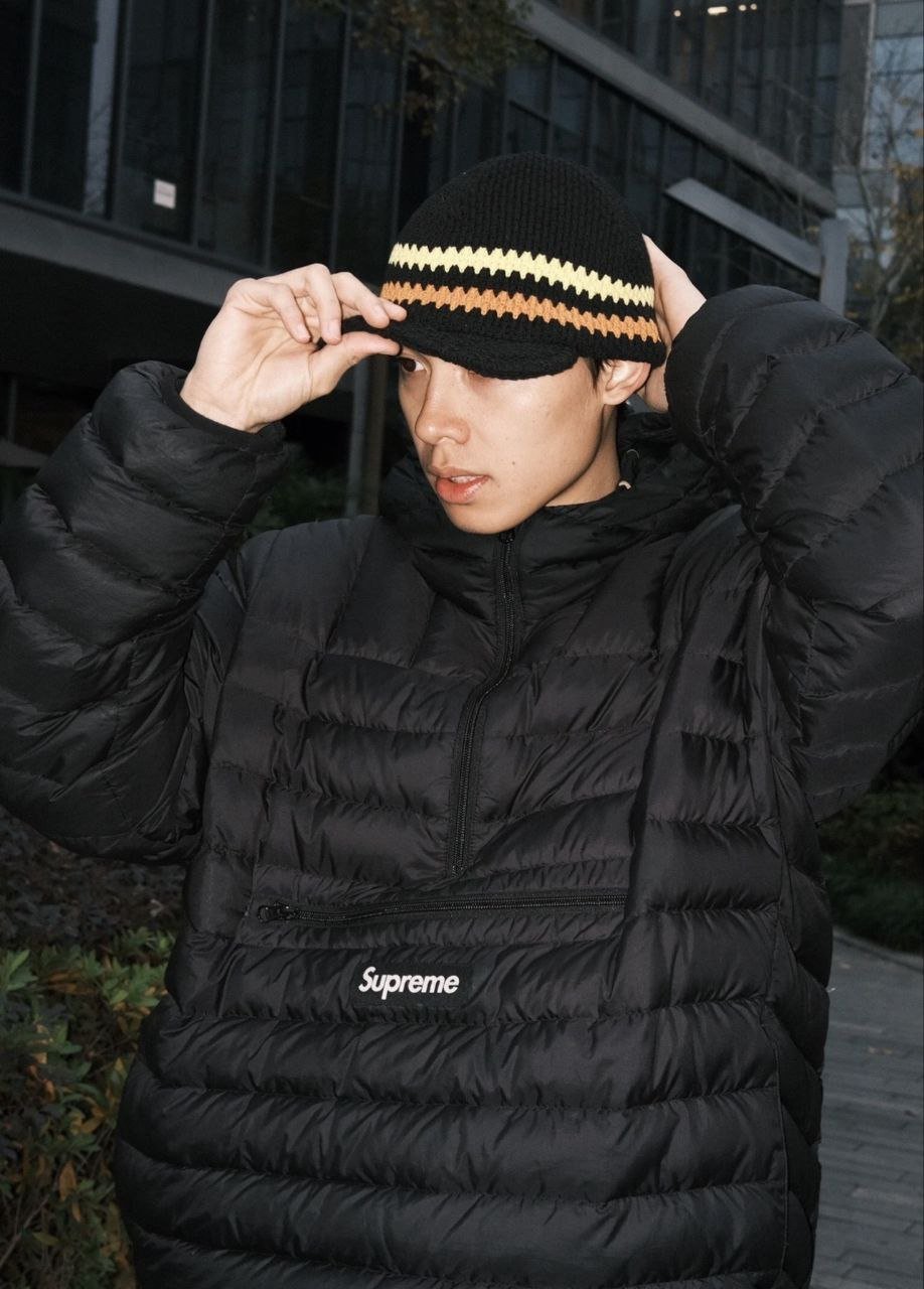 슈** WEEK6 마이크로다운 하프 집업 후드 풀오버 아노락.n