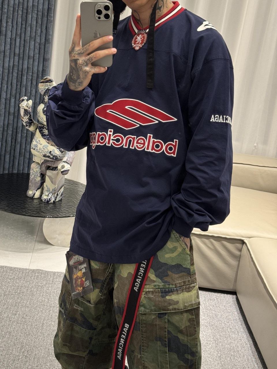 발**** 26 3B 풋볼 V넥 롱슬리브(레드).i