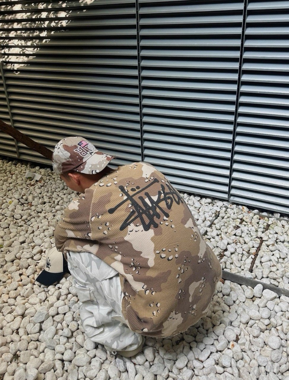 스*시 래글런 써멀 와플 티셔츠(카모)