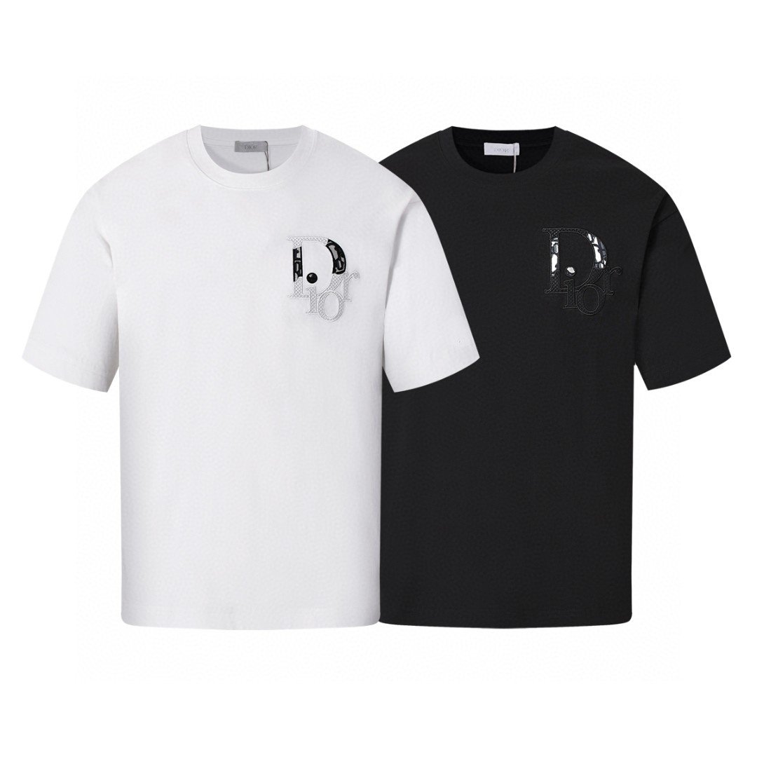 D***. 오블리크 자수 반팔.b