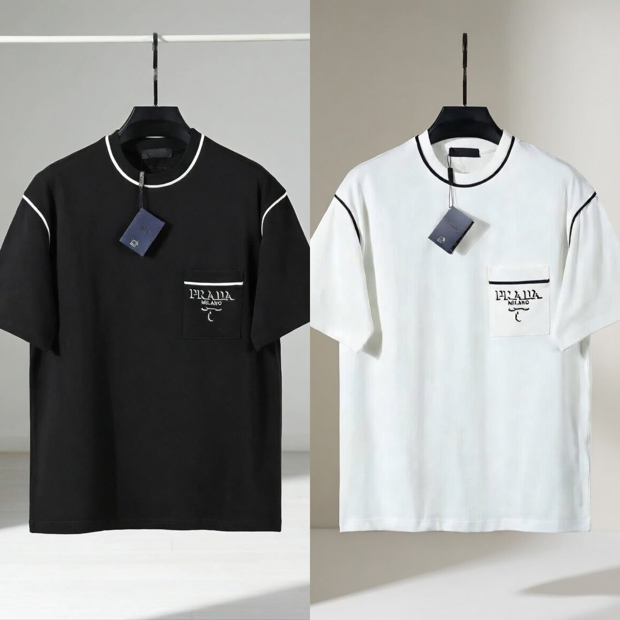 프** 코튼 배색 자수로고 반팔.b