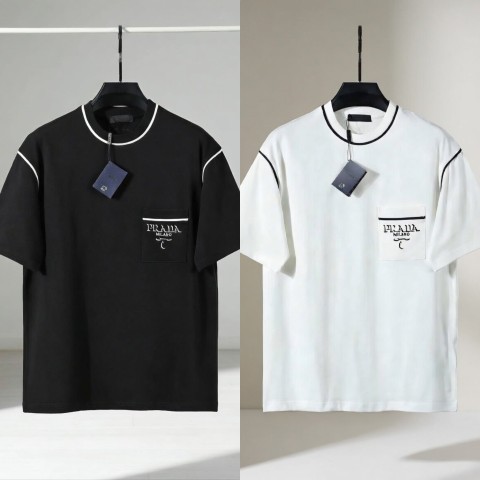 프** 코튼 배색 자수로고 반팔.b